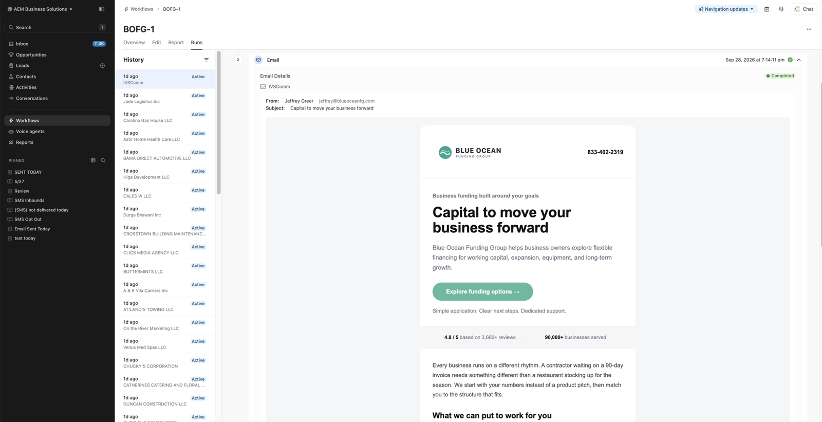 Email outreach platform dashboard preview